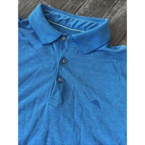 Tommy Bahama Polo Shirt Mens Medium Blue IslandZone Performance Marlin Logo Golf
